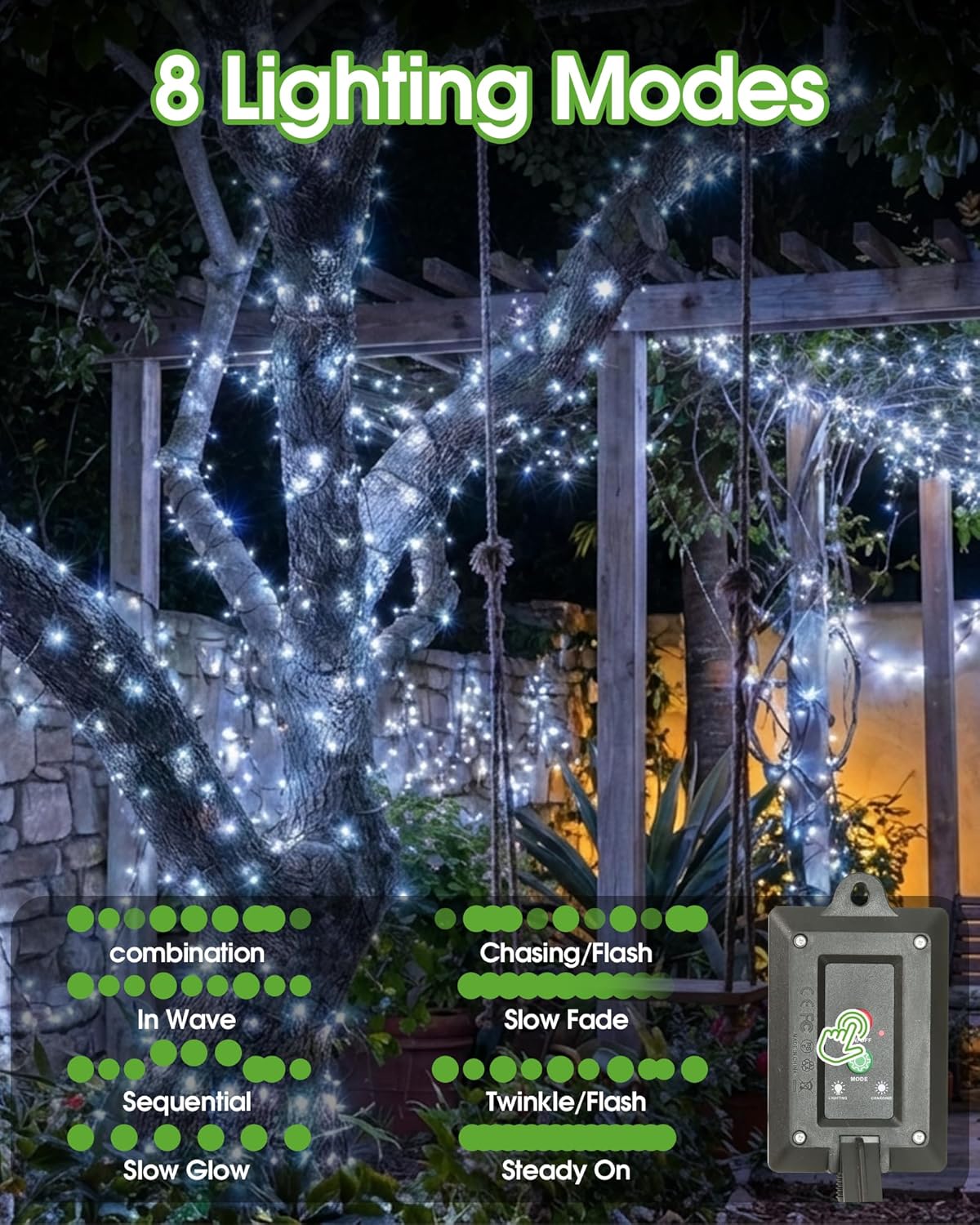 (Multicolor) Solar Lights Outdoor Garden - 20m 200LEDs Solar Powered Waterproof Multicolor Fairy Lights with 8 Modes, Upgrated Large-Capacity Outside Decorative String Light
