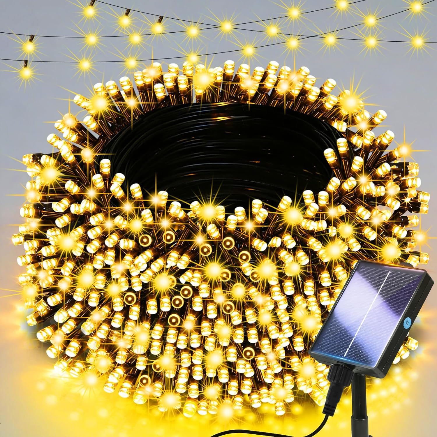(Multicolor) Solar Lights Outdoor Garden - 20m 200LEDs Solar Powered Waterproof Multicolor Fairy Lights with 8 Modes, Upgrated Large-Capacity Outside Decorative String Light
