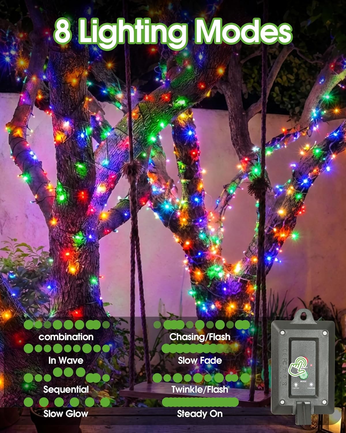 (Multicolor) Solar Lights Outdoor Garden - 20m 200LEDs Solar Powered Waterproof Multicolor Fairy Lights with 8 Modes, Upgrated Large-Capacity Outside Decorative String Light