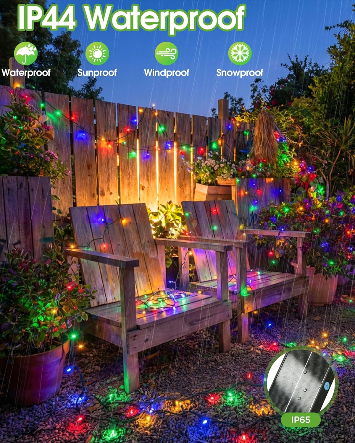 (Multicolor) Solar Lights Outdoor Garden - 20m 200LEDs Solar Powered Waterproof Multicolor Fairy Lights with 8 Modes, Upgrated Large-Capacity Outside Decorative String Light