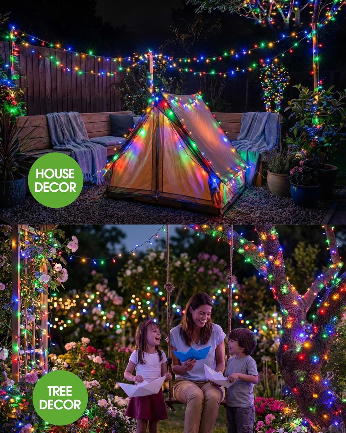 (Multicolor) Solar Lights Outdoor Garden - 20m 200LEDs Solar Powered Waterproof Multicolor Fairy Lights with 8 Modes, Upgrated Large-Capacity Outside Decorative String Light