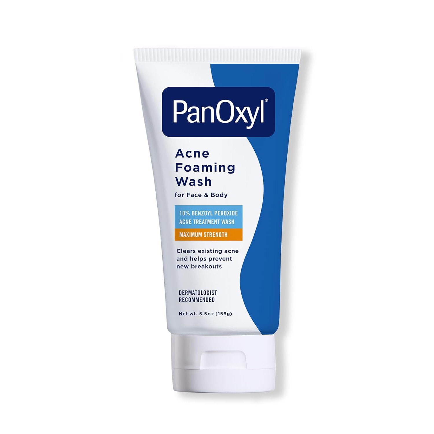 PanOxyl Acne Foaming Wash for Face and Body 10 Percent Benzoyl Peroxide Acne Treatment Wash Maximum Strength Daily Acne-Fighting Facial Cleanser 156g