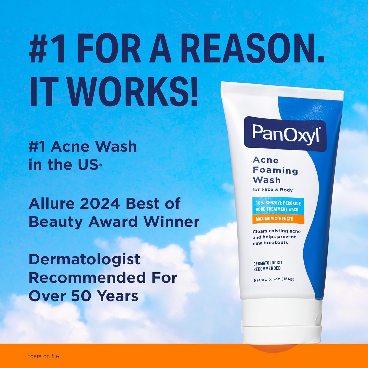 PanOxyl Acne Foaming Wash for Face and Body 10 Percent Benzoyl Peroxide Acne Treatment Wash Maximum Strength Daily Acne-Fighting Facial Cleanser 156g