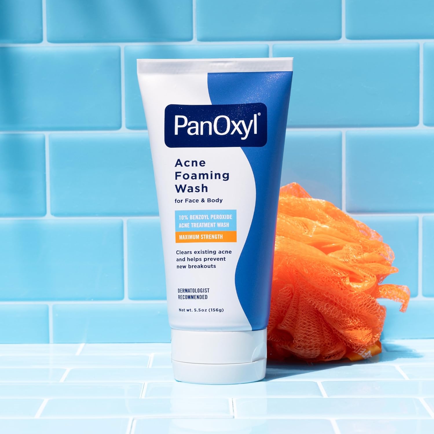 PanOxyl Acne Foaming Wash for Face and Body 10 Percent Benzoyl Peroxide Acne Treatment Wash Maximum Strength Daily Acne-Fighting Facial Cleanser 156g