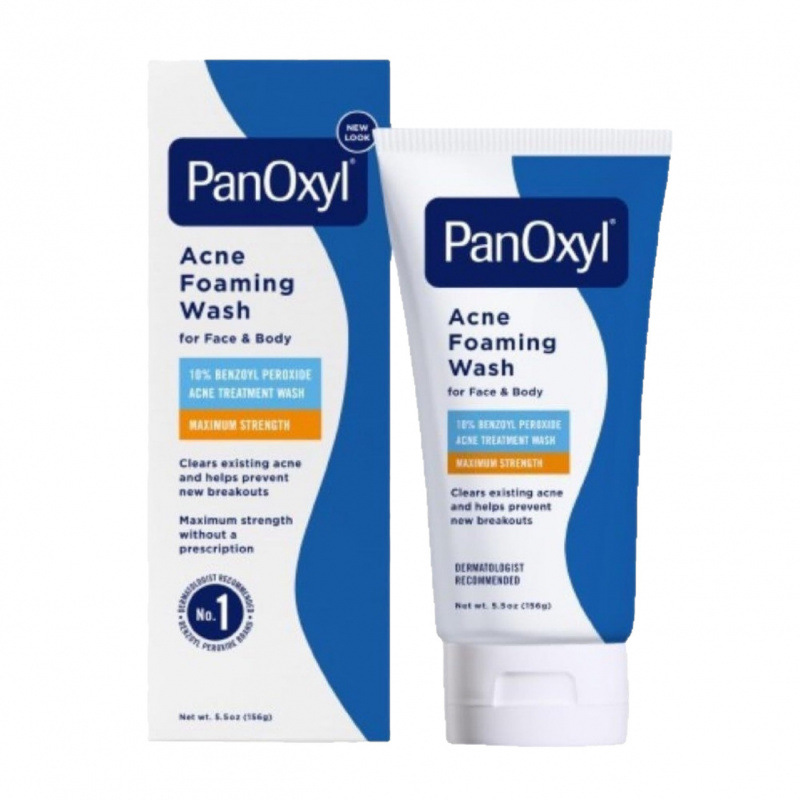 PanOxyl Acne Foaming Wash for Face and Body 10 Percent Benzoyl Peroxide Acne Treatment Wash Maximum Strength Daily Acne-Fighting Facial Cleanser 156g