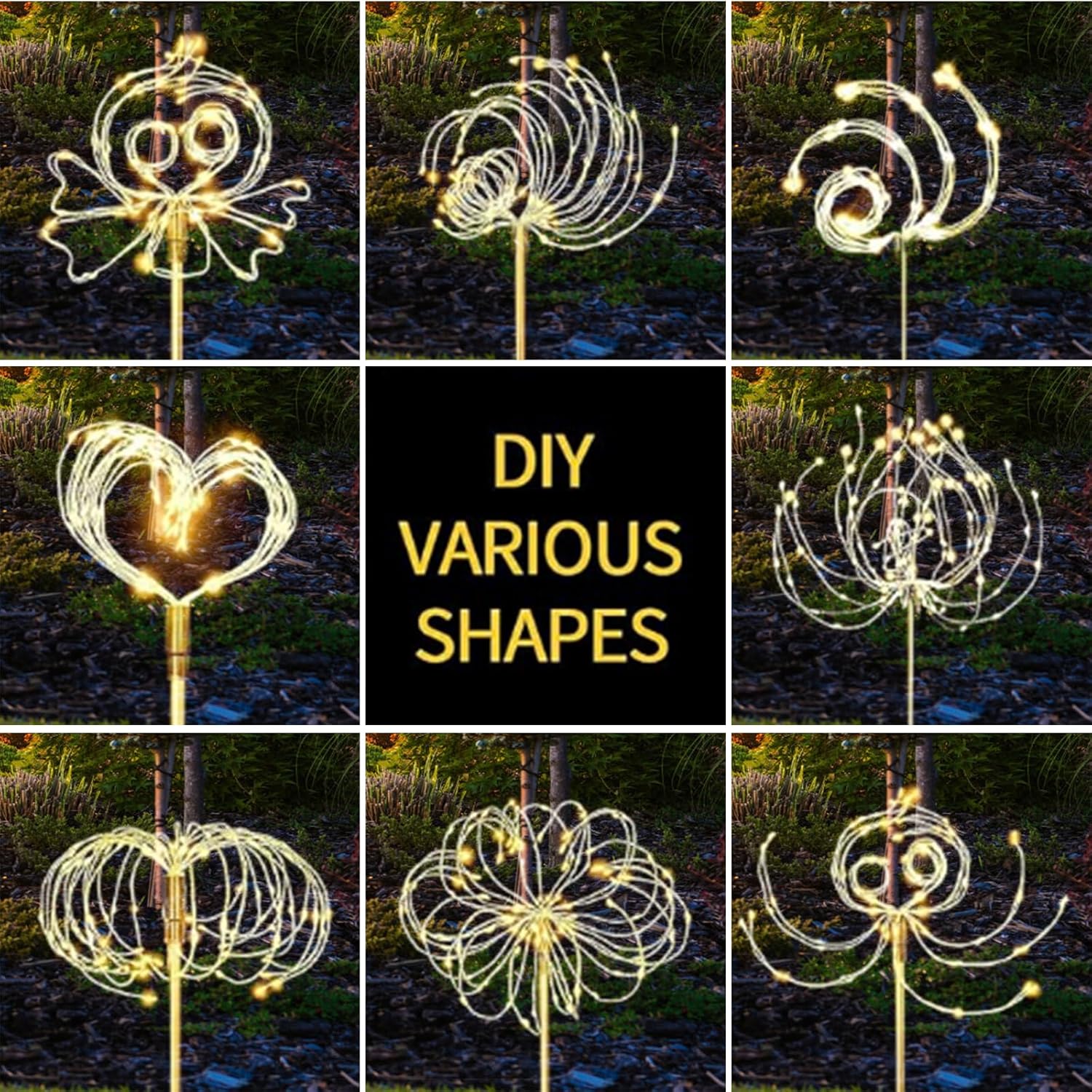 (Multicolor) Solar Lights Outdoor Garden 2 Pack 120 LED Firework Starburst Stake Lights Upgraded Waterproof Solar Garden Lights with 8 Modes Decorative Pathway Lighting