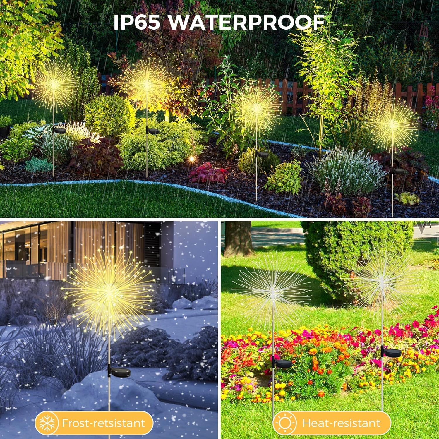 (Multicolor) Solar Lights Outdoor Garden 2 Pack 120 LED Firework Starburst Stake Lights Upgraded Waterproof Solar Garden Lights with 8 Modes Decorative Pathway Lighting