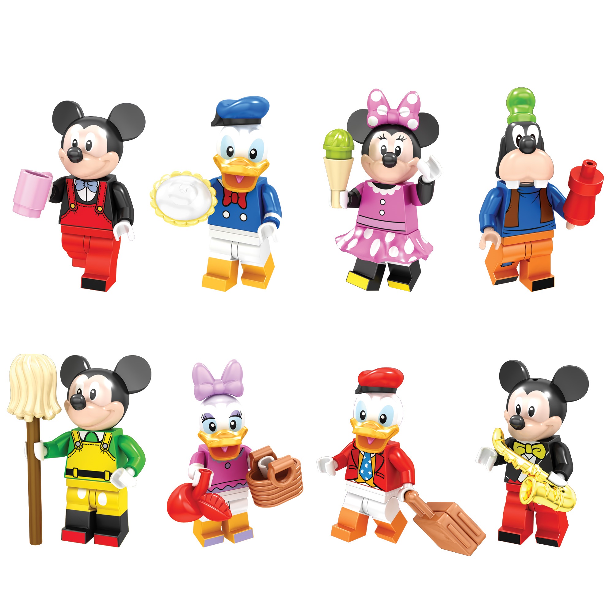 (Style B) Hot Toys Story Mini Figures Set Woody Buzz Alien Ducky Gaby Baby Block Style Action Figures