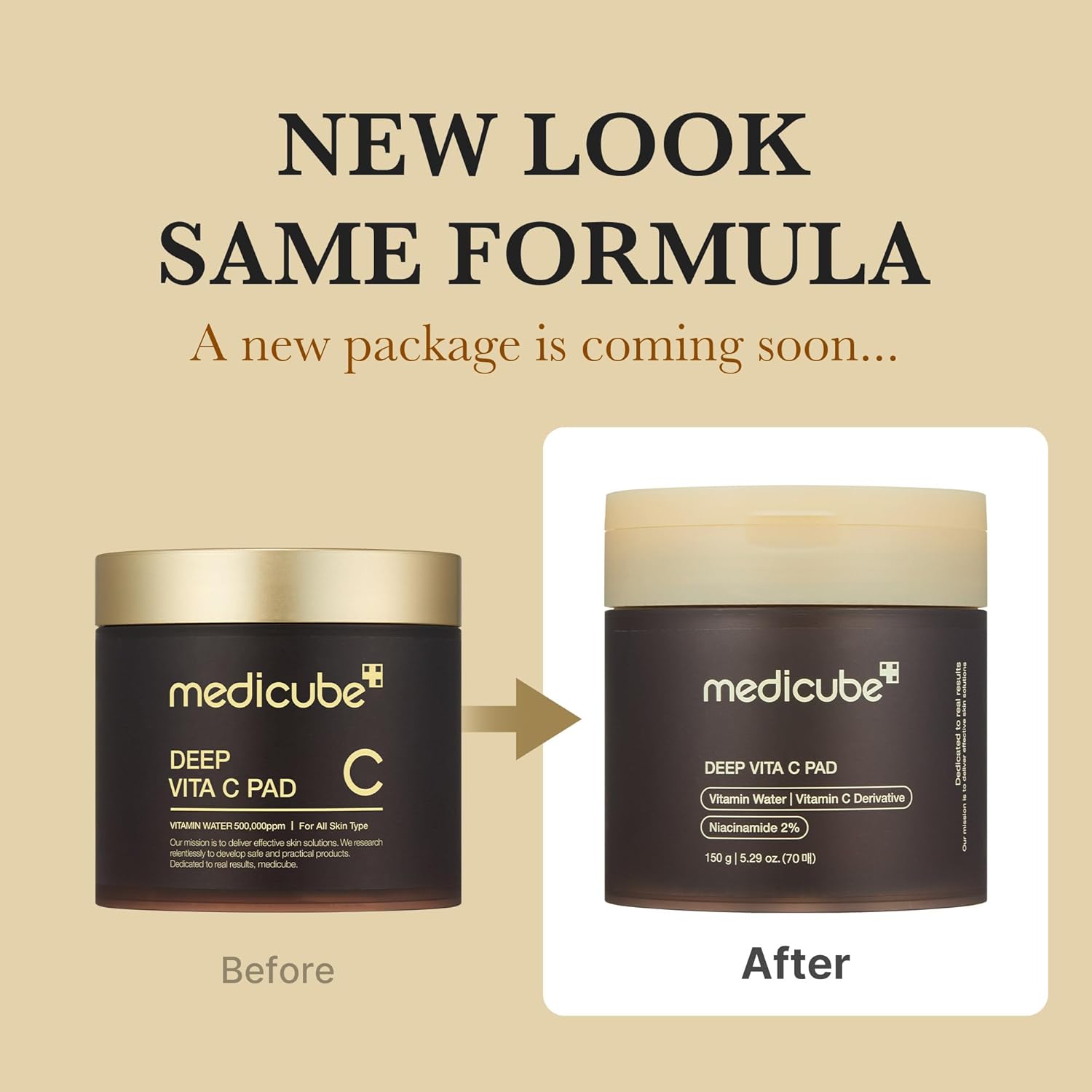 Medicube Deep Vita C Facial Pads Vitamin C Toner Pads for Uneven Skin Tone 500000PPM of vitamin water 3 types of vitamin Hydrating Resurfacing 70 sheets