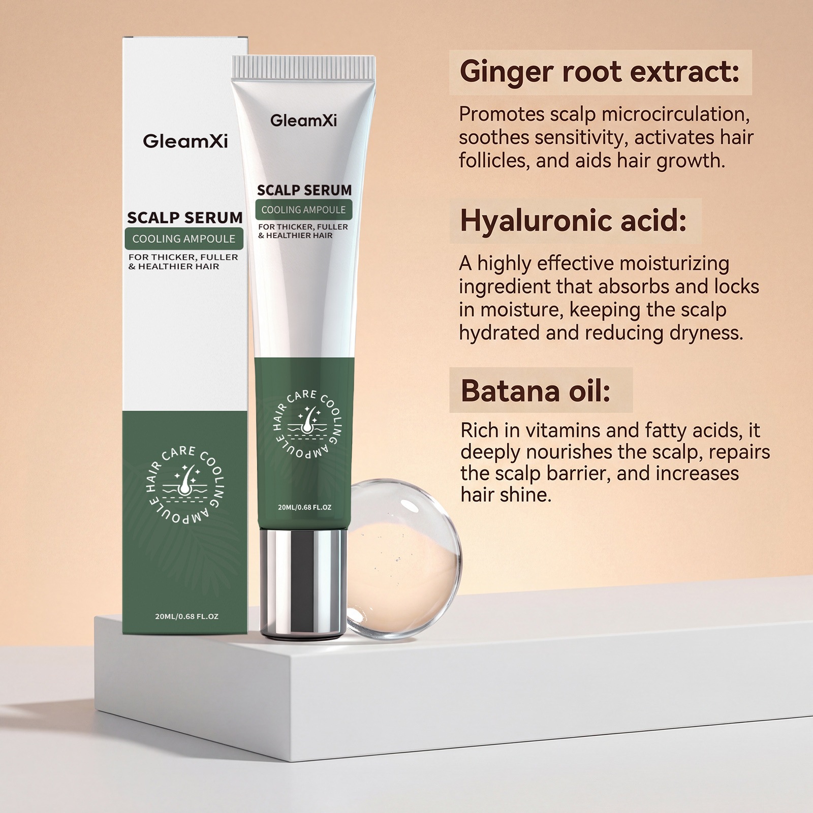 Hair Care Roll On Serum Scalp Massage Nourishing Smoothing Treatment for Daily Use Clear