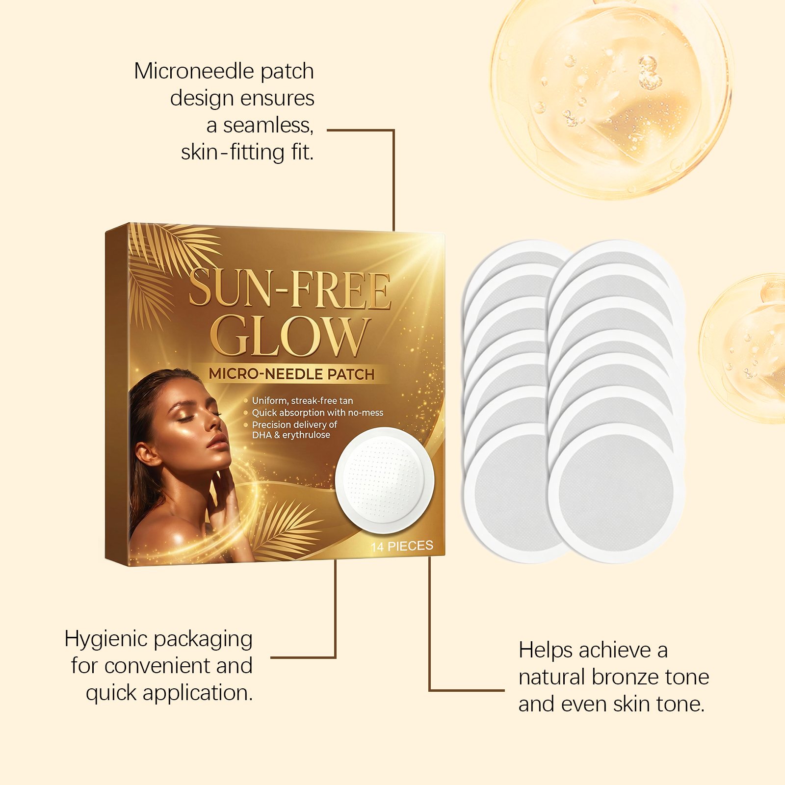 Sun Free Tanning Care Patch Moisturizing Refreshing Sunless Natural Bronze Skin Summer Outdoor Care Sticker Gentle Comfort Safe Mild Portable Soft Light Healthy
