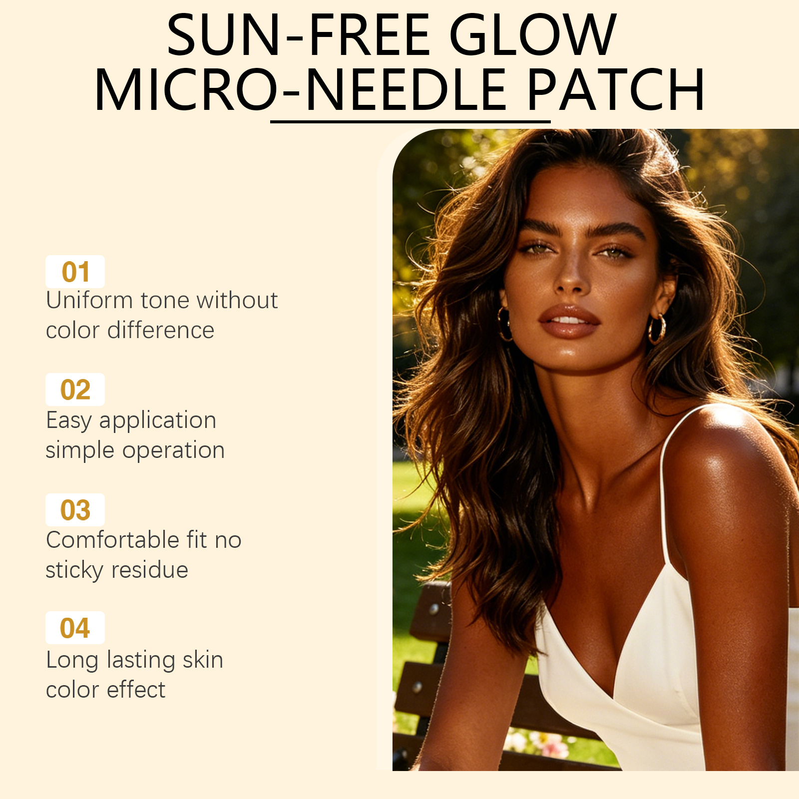 Sun Free Tanning Care Patch Moisturizing Refreshing Sunless Natural Bronze Skin Summer Outdoor Care Sticker Gentle Comfort Safe Mild Portable Soft Light Healthy