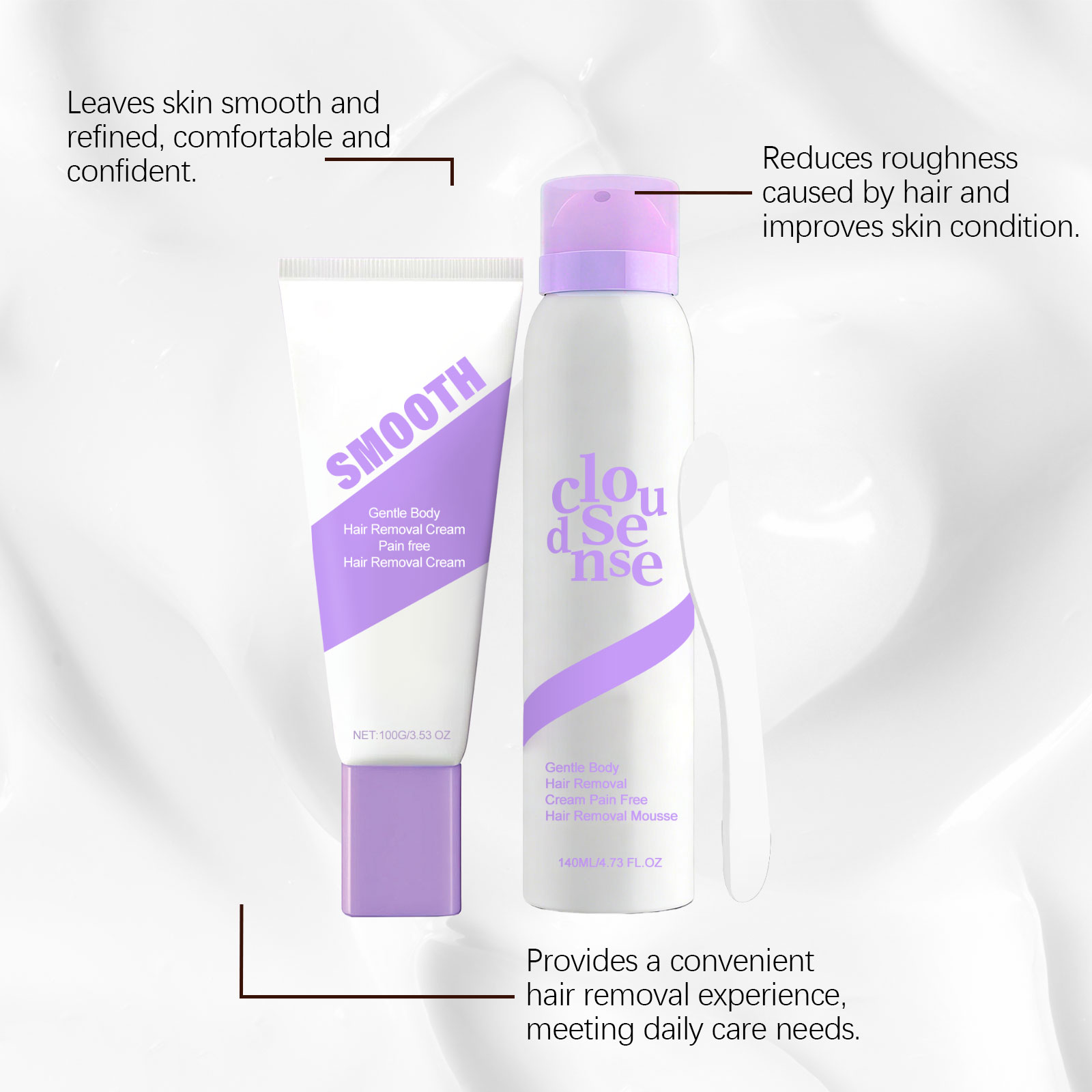 Mild Depilation Kit Gentle Care Smooth Hair Removal Silky Delicate Hydrated Skin Fresh Comfort Convenient Daily Use