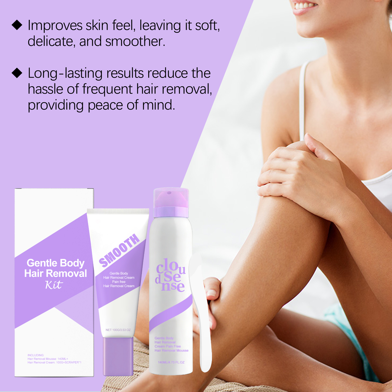 Mild Depilation Kit Gentle Care Smooth Hair Removal Silky Delicate Hydrated Skin Fresh Comfort Convenient Daily Use