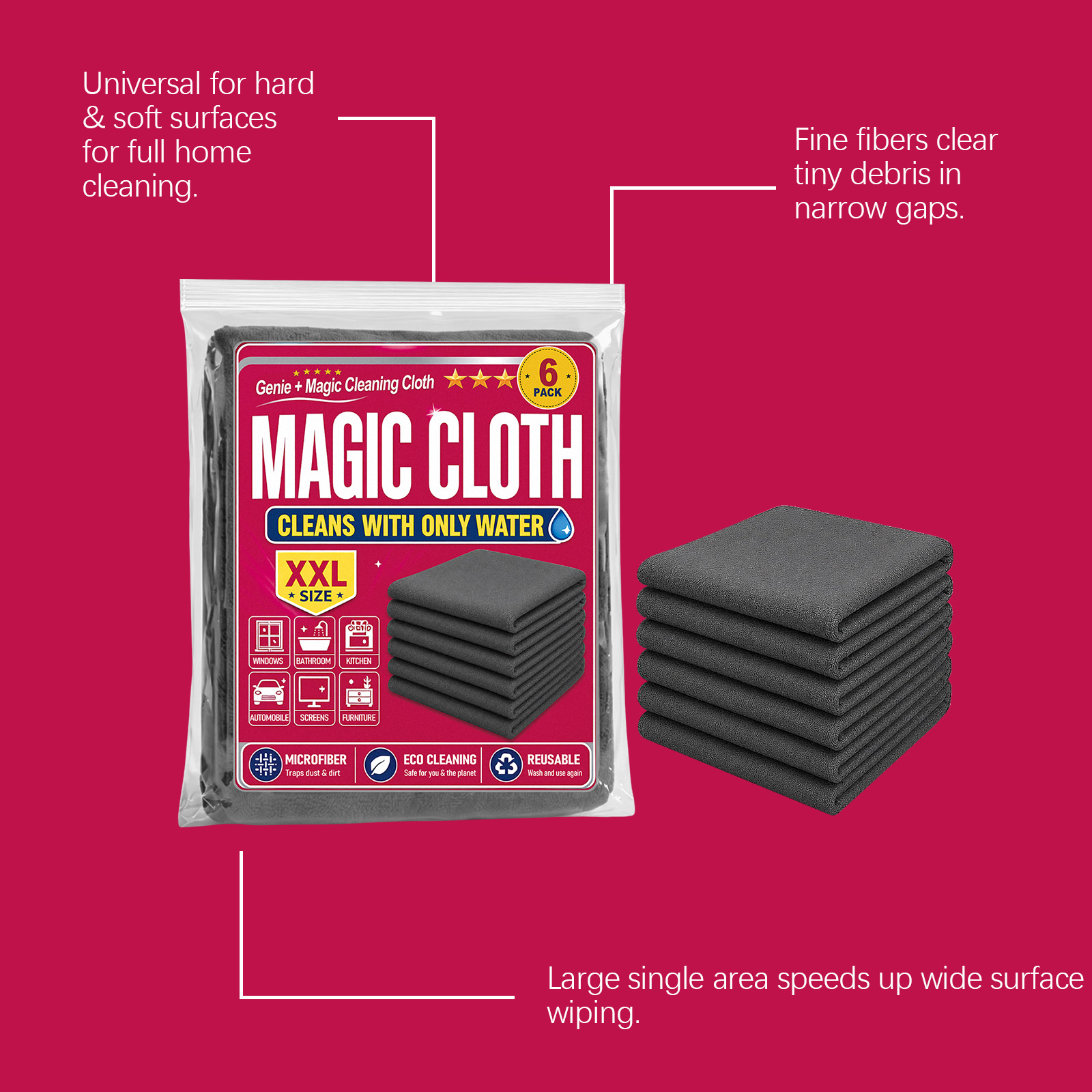 Microfiber Cleaning Cloth Water Absorbent Lint Free Kitchen Household Glass Car Multi Purpose Wiping Rag