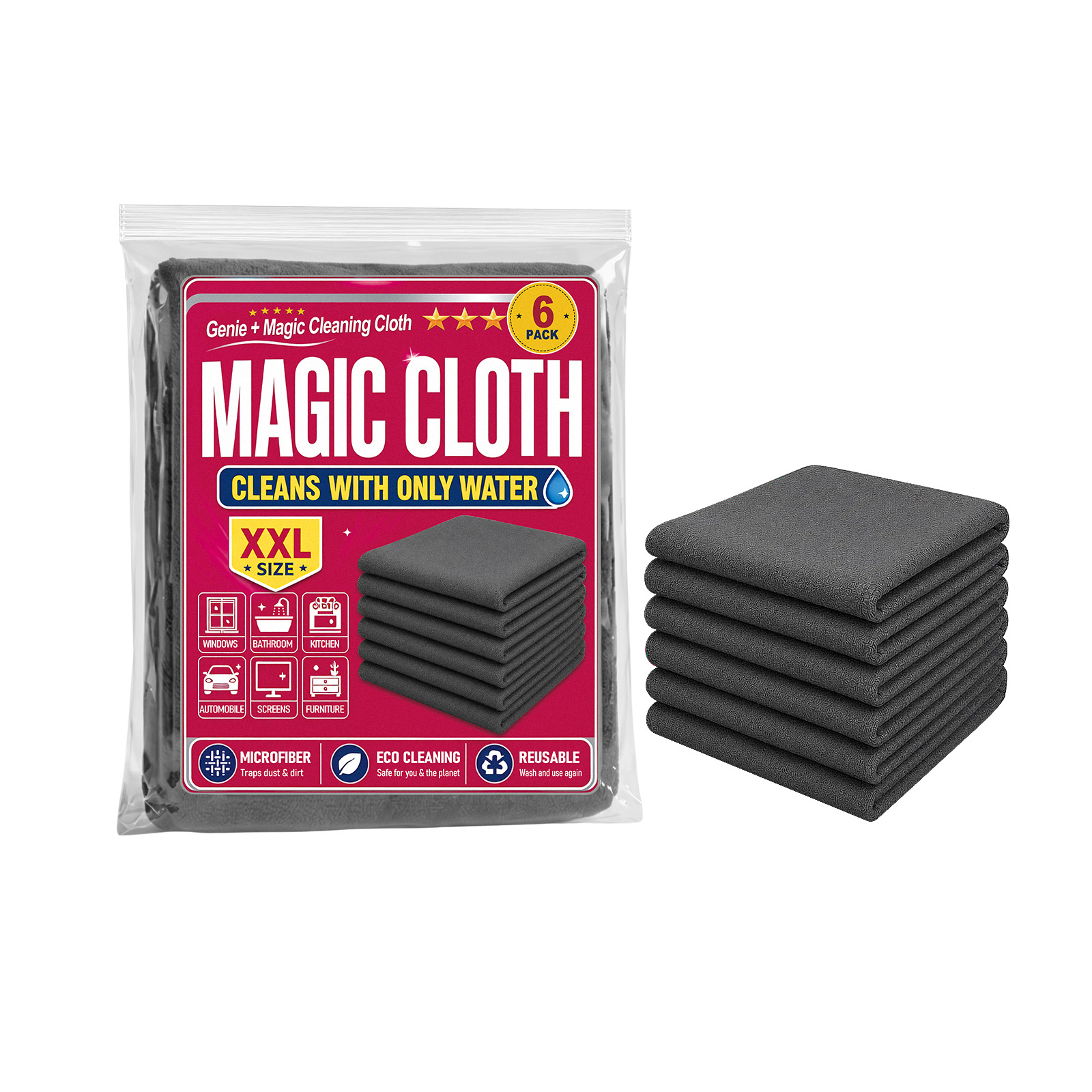 Microfiber Cleaning Cloth Water Absorbent Lint Free Kitchen Household Glass Car Multi Purpose Wiping Rag