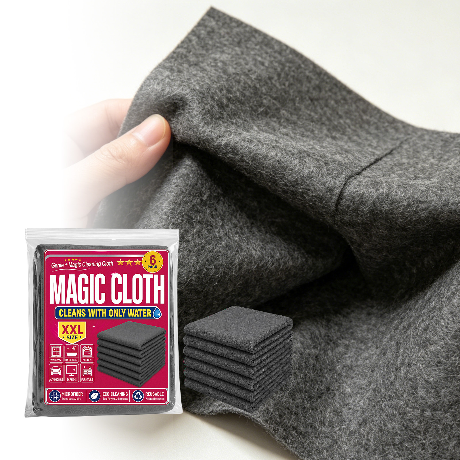 Microfiber Cleaning Cloth Water Absorbent Lint Free Kitchen Household Glass Car Multi Purpose Wiping Rag