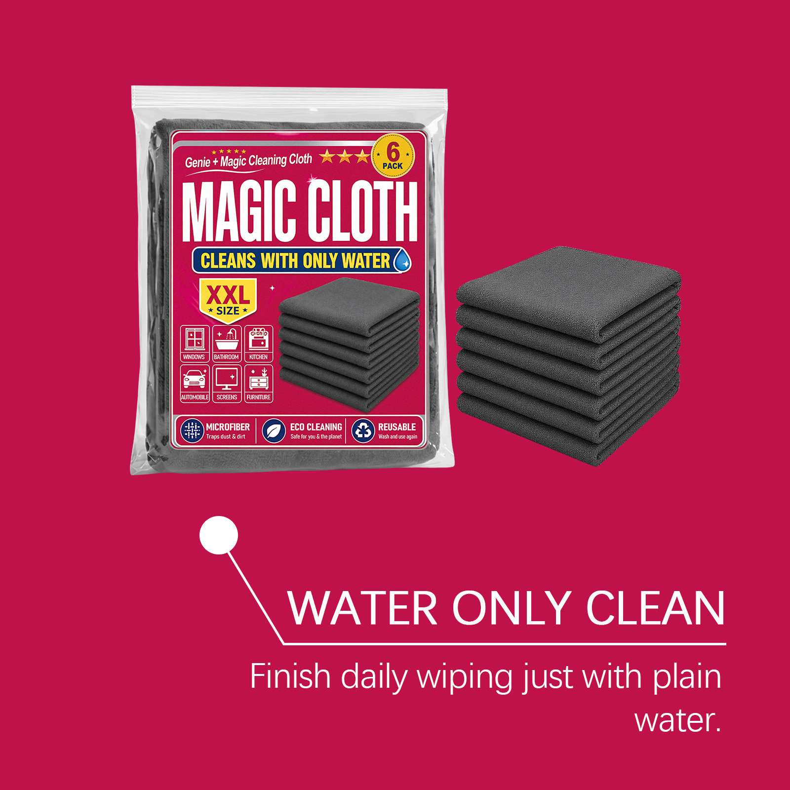 Microfiber Cleaning Cloth Water Absorbent Lint Free Kitchen Household Glass Car Multi Purpose Wiping Rag