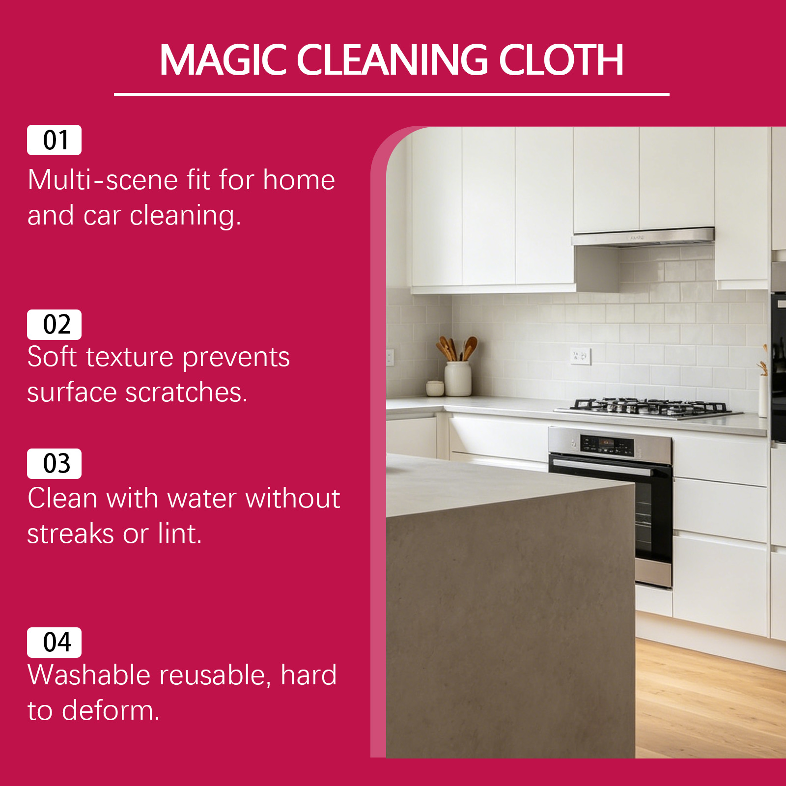 Microfiber Cleaning Cloth Water Absorbent Lint Free Kitchen Household Glass Car Multi Purpose Wiping Rag