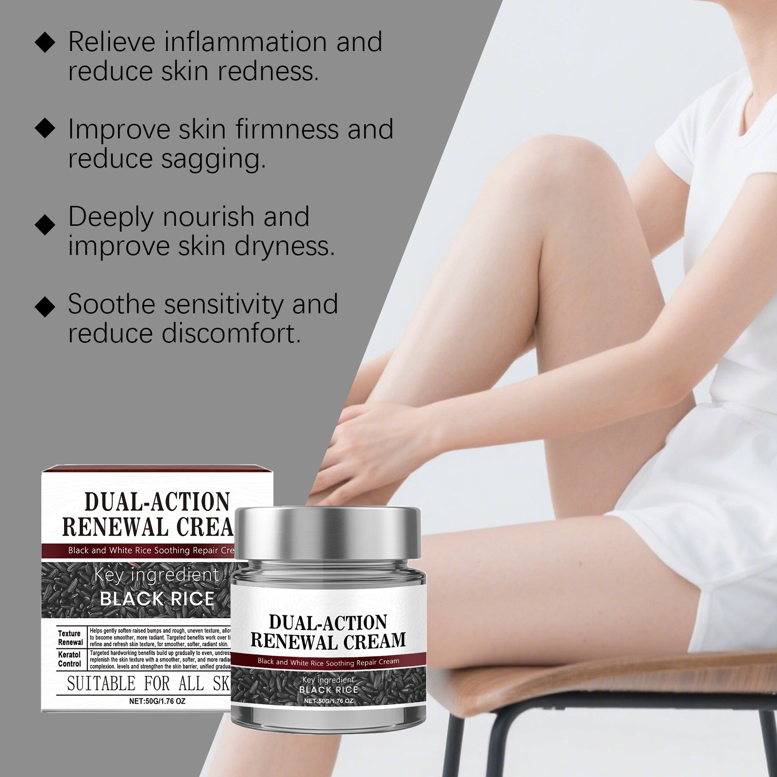 Black Rice Soothing Cream Mild Comfortable Skin Smoothing Gentle Daily Care Moisturizing For All Complexion Soften Dermis