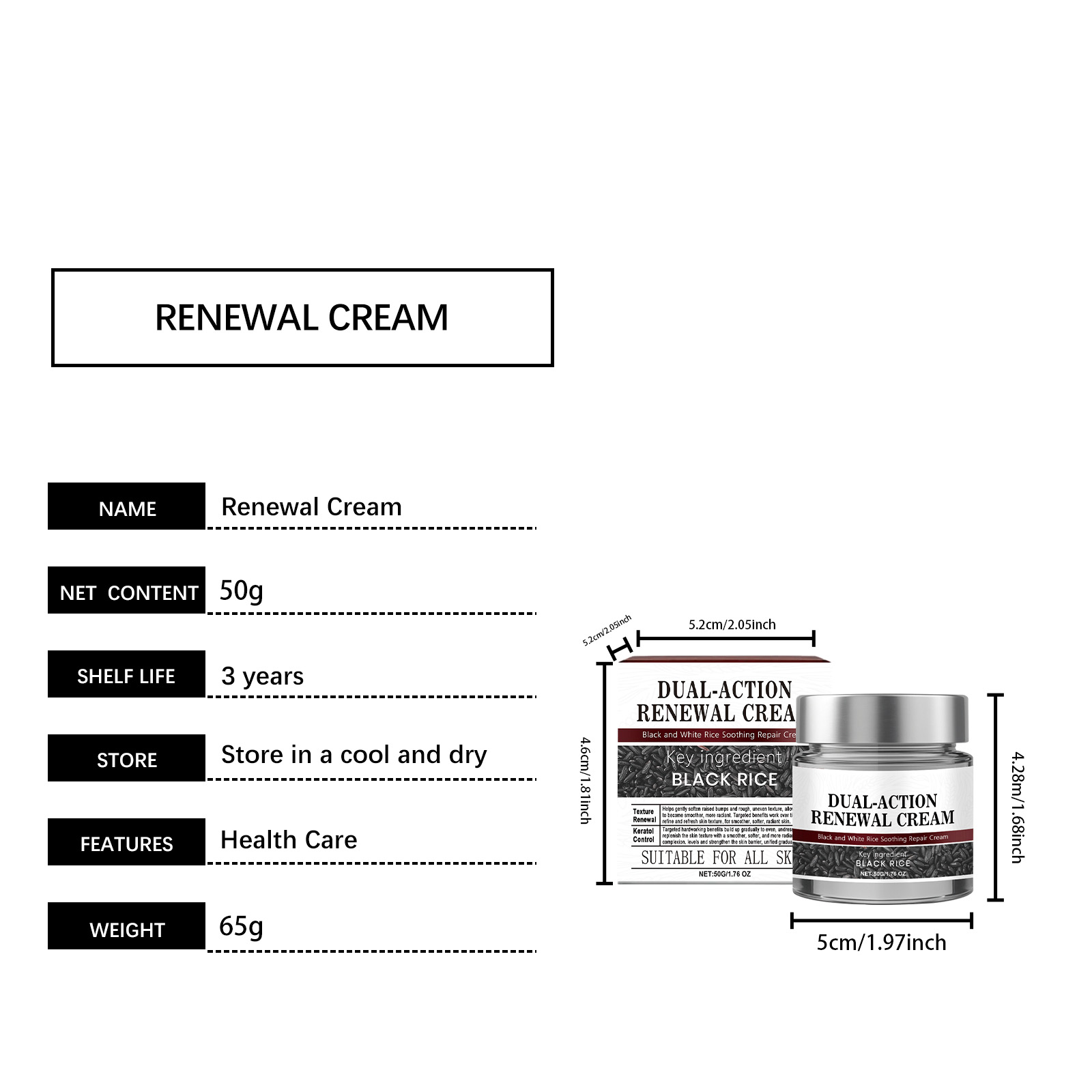 Black Rice Soothing Cream Mild Comfortable Skin Smoothing Gentle Daily Care Moisturizing For All Complexion Soften Dermis