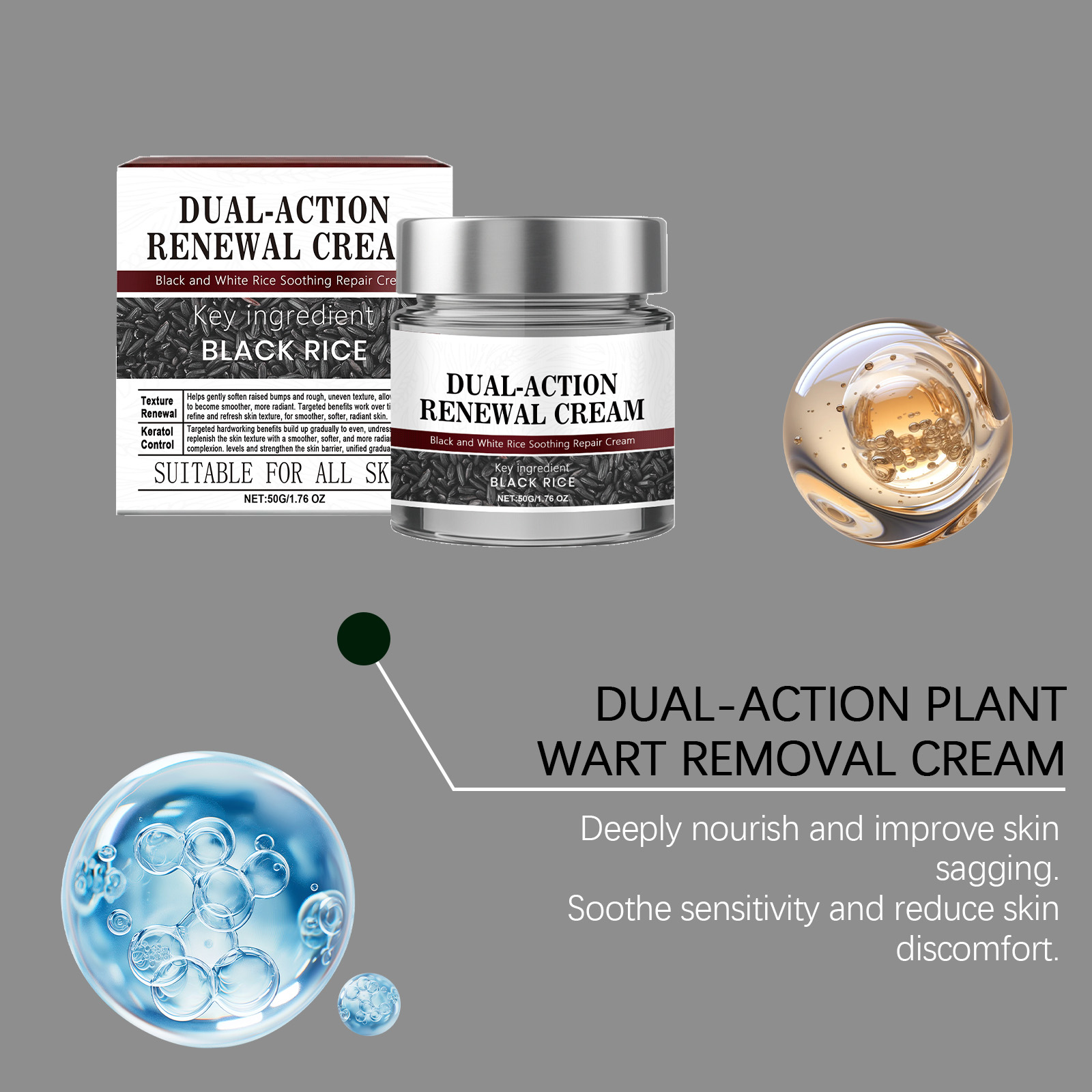 Black Rice Soothing Cream Mild Comfortable Skin Smoothing Gentle Daily Care Moisturizing For All Complexion Soften Dermis
