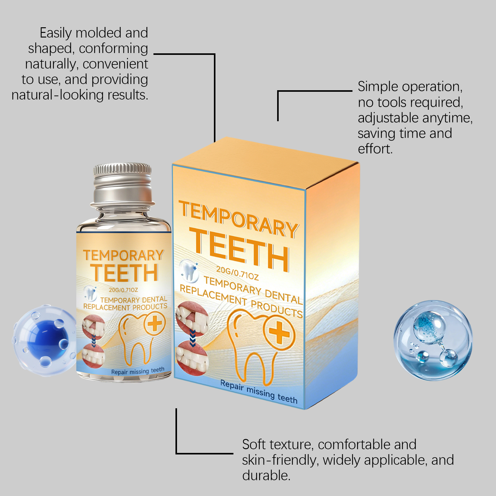 Temporary Shaping Dental Gum Comfortable Natural Fitting Convenient Modifying Beautiful Daily Tooth Smile Repair Fill Material