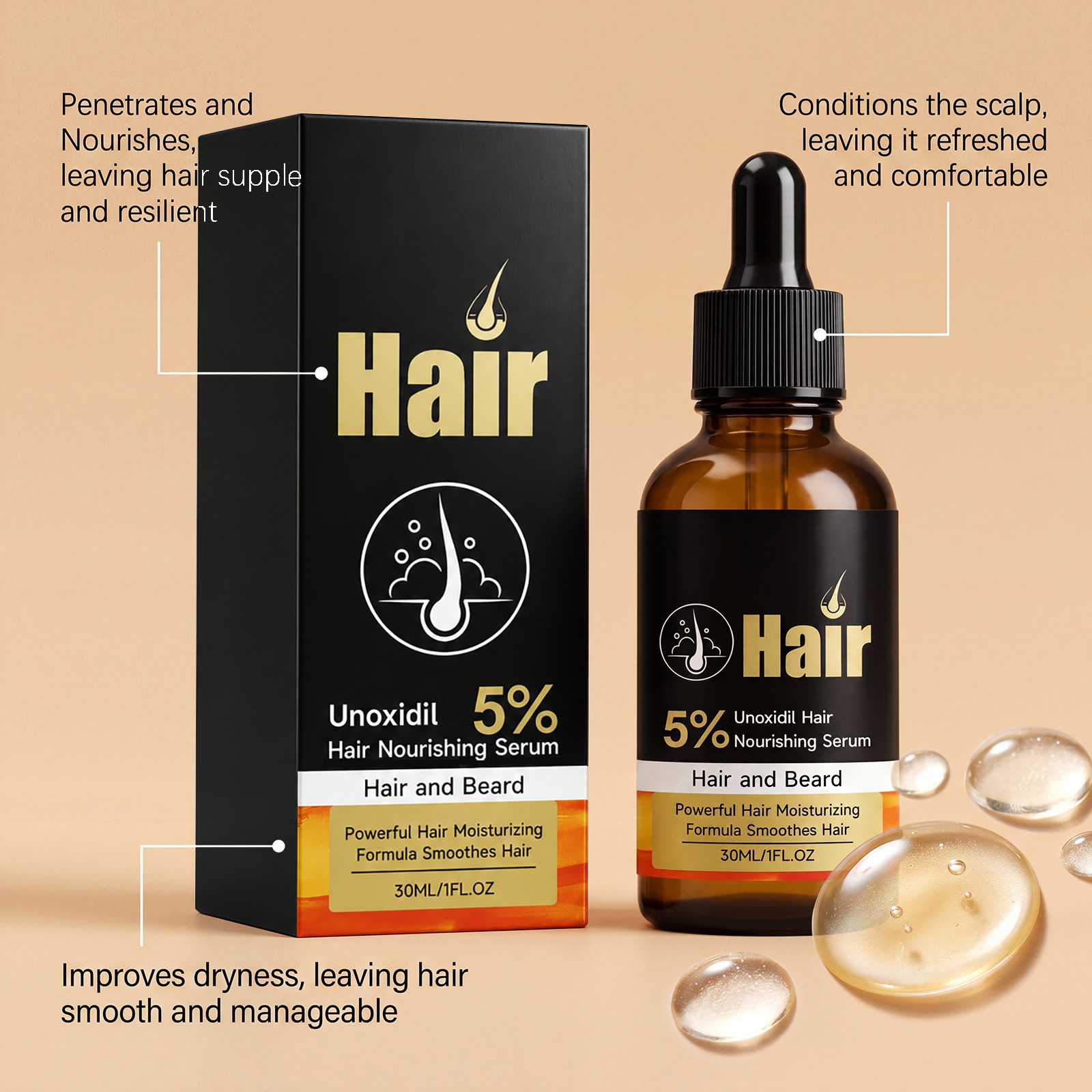 Hair Care Essence Light Texture Non Greasy Fresh Refreshing Daily Portable Full Body Fur Repair Serum