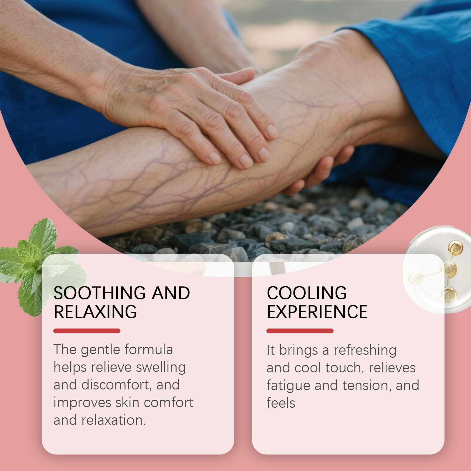 Leg Care Gel Mild Massage Texture Light Daily Smoothen Delicate Skin Relieve Tight Leg Discomfort