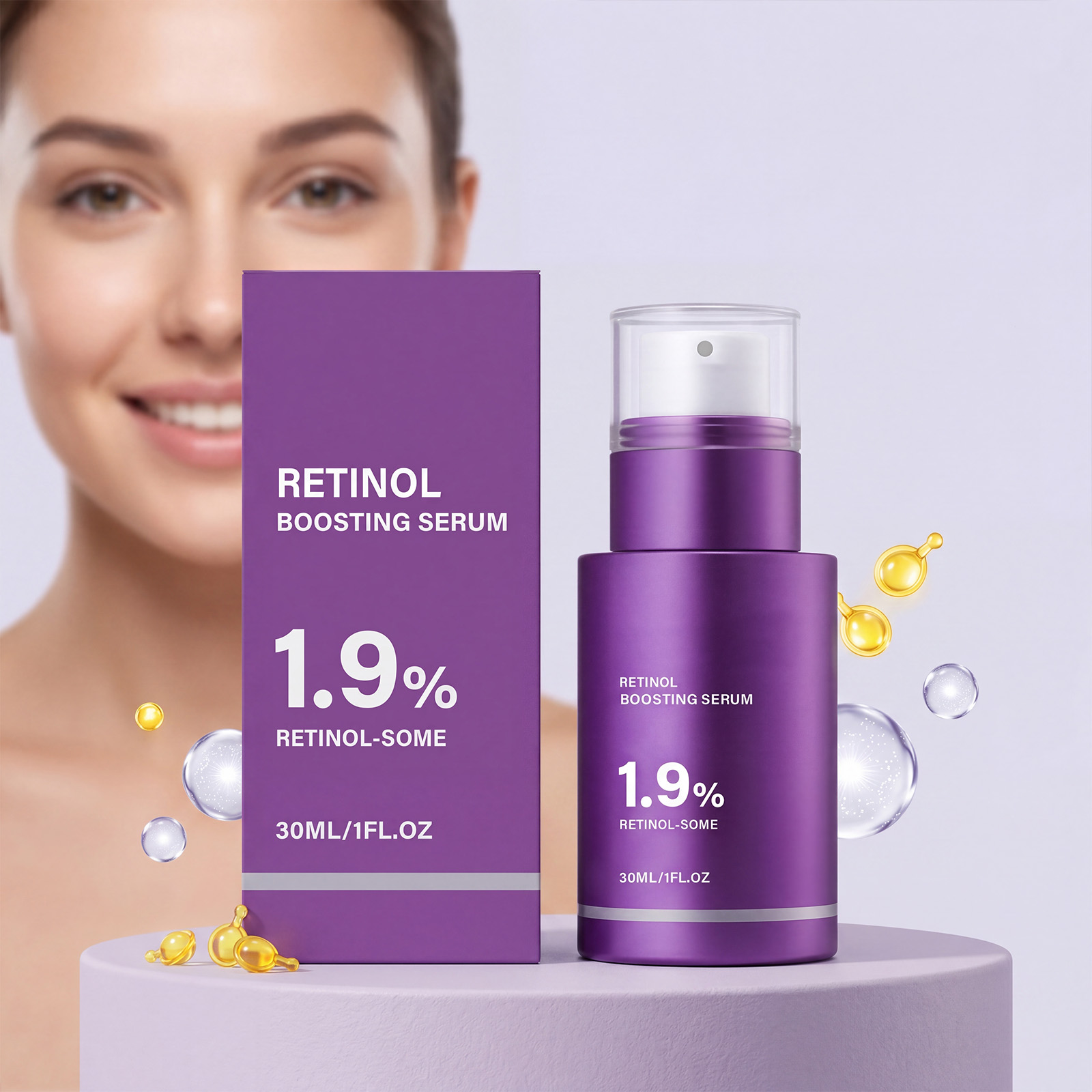 Retinol Revitalizing Serum Mild Hydrating Moisturizing Delicate Nourishing Light Non Greasy Daily Compact Skin Care Essence