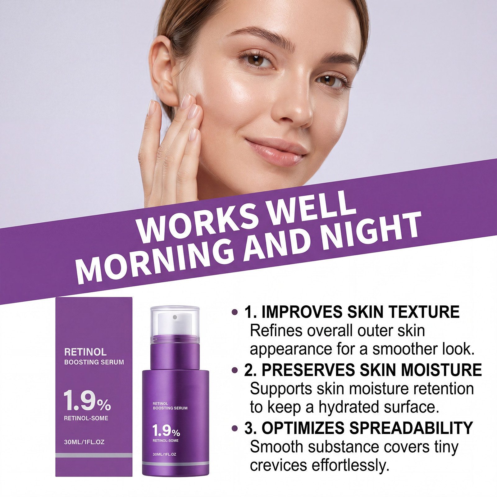 Retinol Revitalizing Serum Mild Hydrating Moisturizing Delicate Nourishing Light Non Greasy Daily Compact Skin Care Essence
