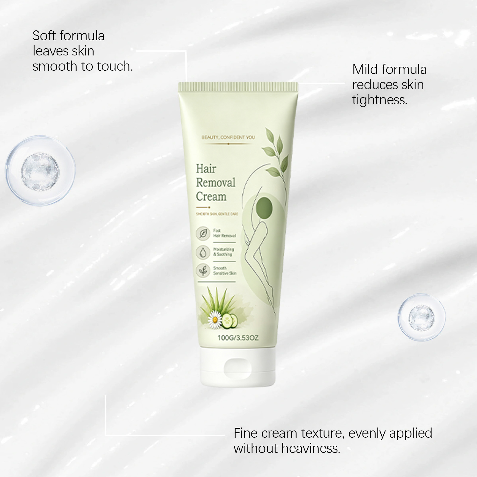 Mild Hair Removal Cream Delicate Portable Skin Care Soft Smooth Daily Body Cleansing