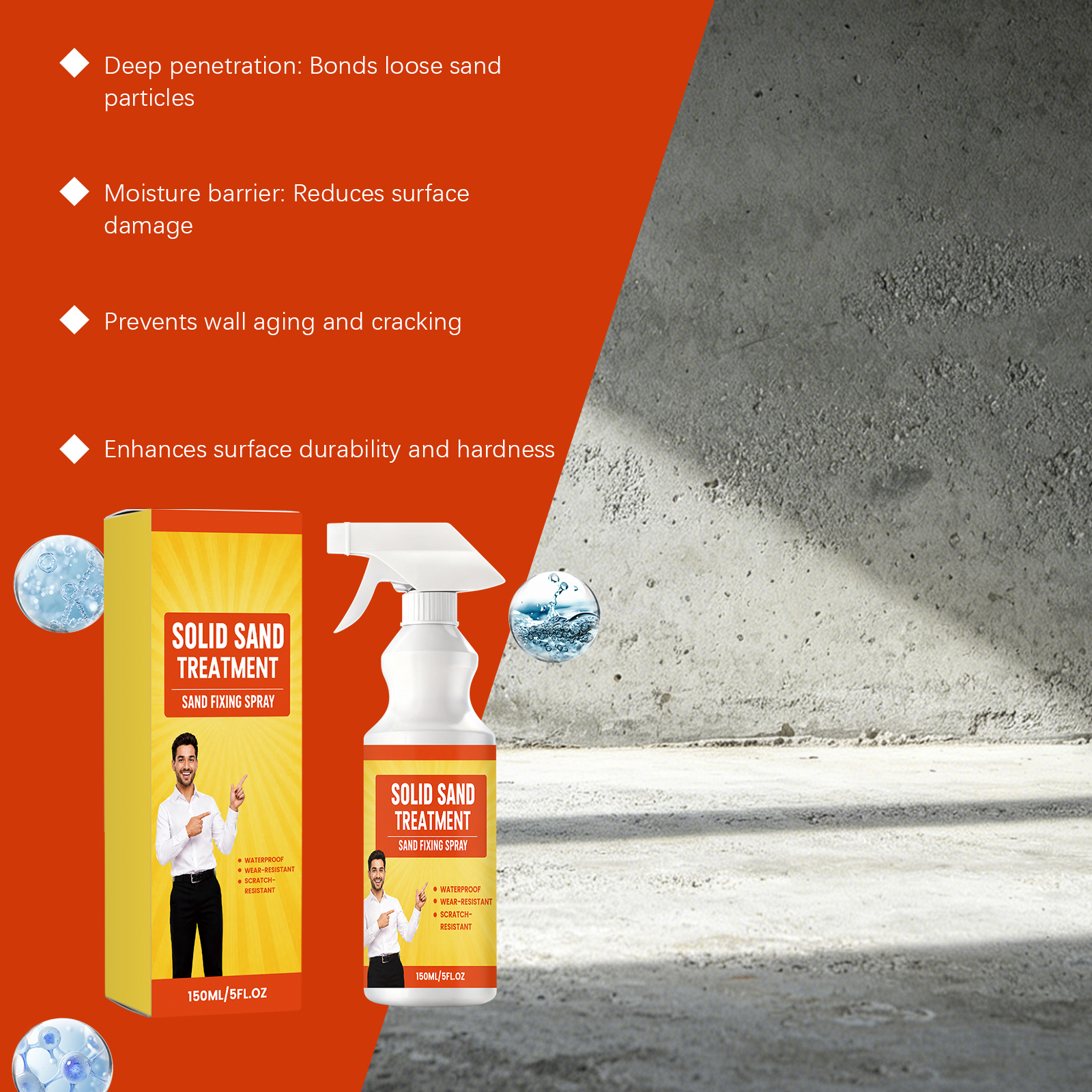 Solid Sand Spray Crack Repair Waterproof Anti Stain Non Tile Breaking Renovation Daily Household Kitchen Bathroom Floor Wall