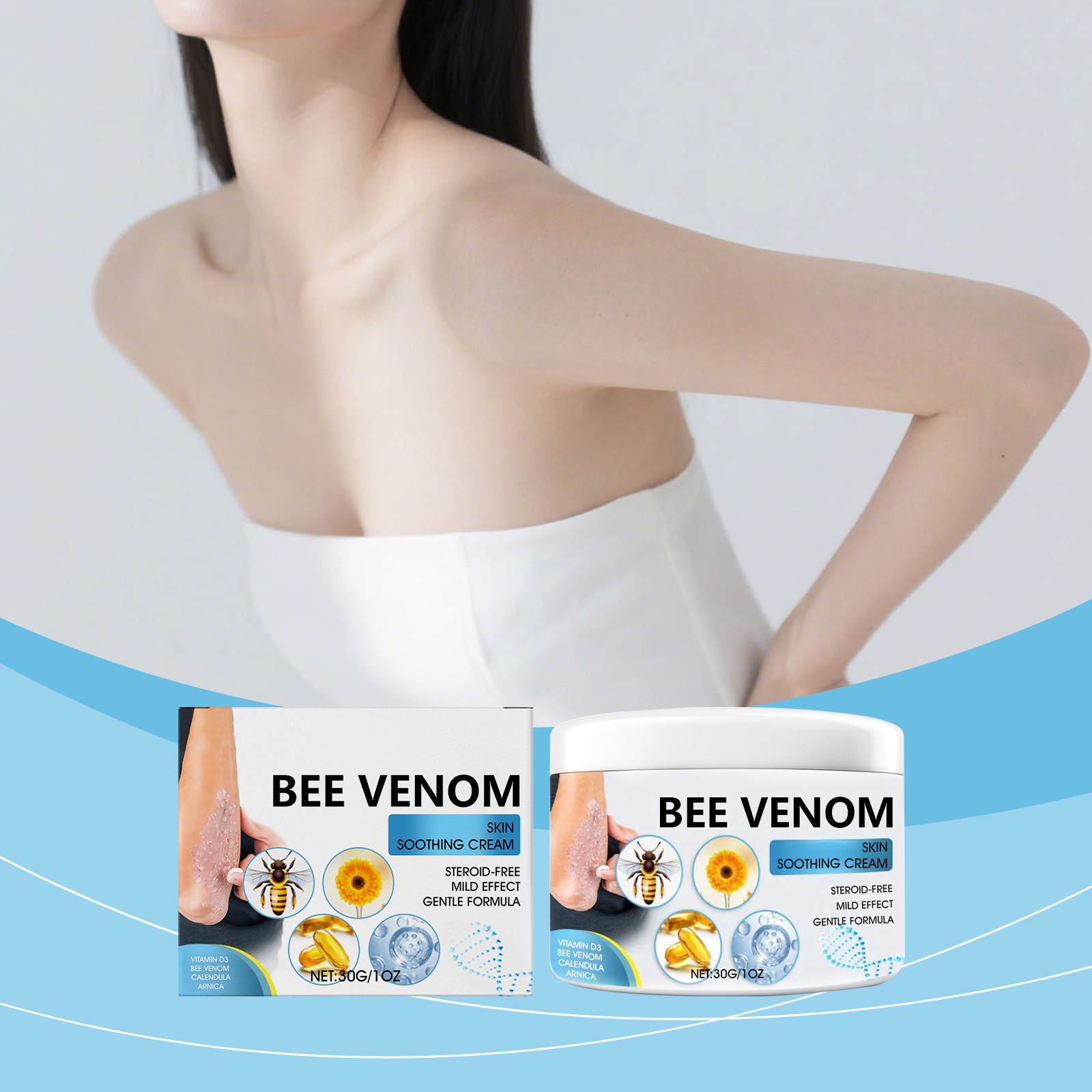 Bee Venum Skin Care Cream Mild Ingredients Moisturize Body Skin Hydrate Daily External Massage Care