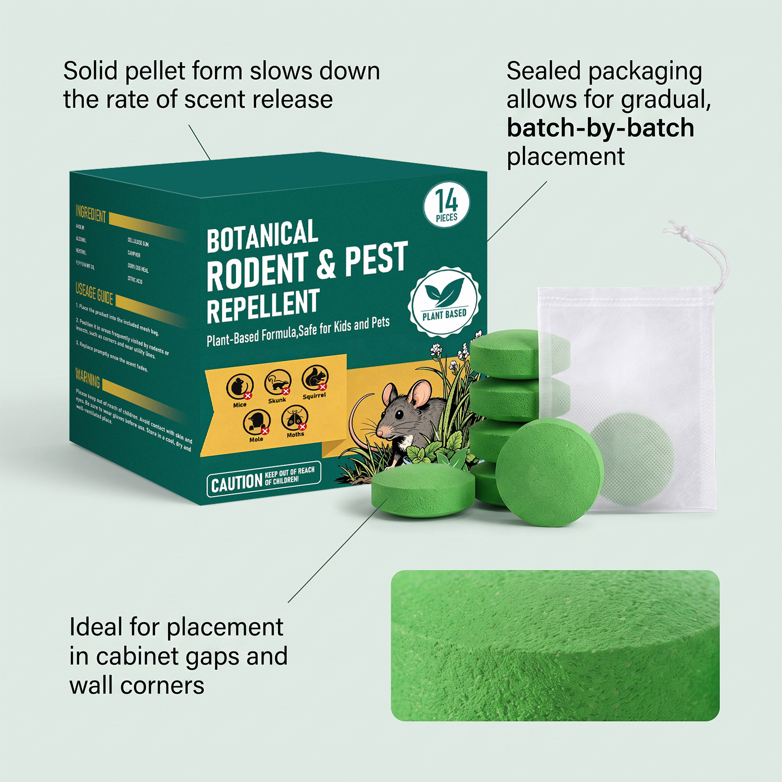 Insect Rat Repellent Pills Daily Indoor Outdoor Convenient Smell Drive Pest Anti Gnaw Repellent Pellets
