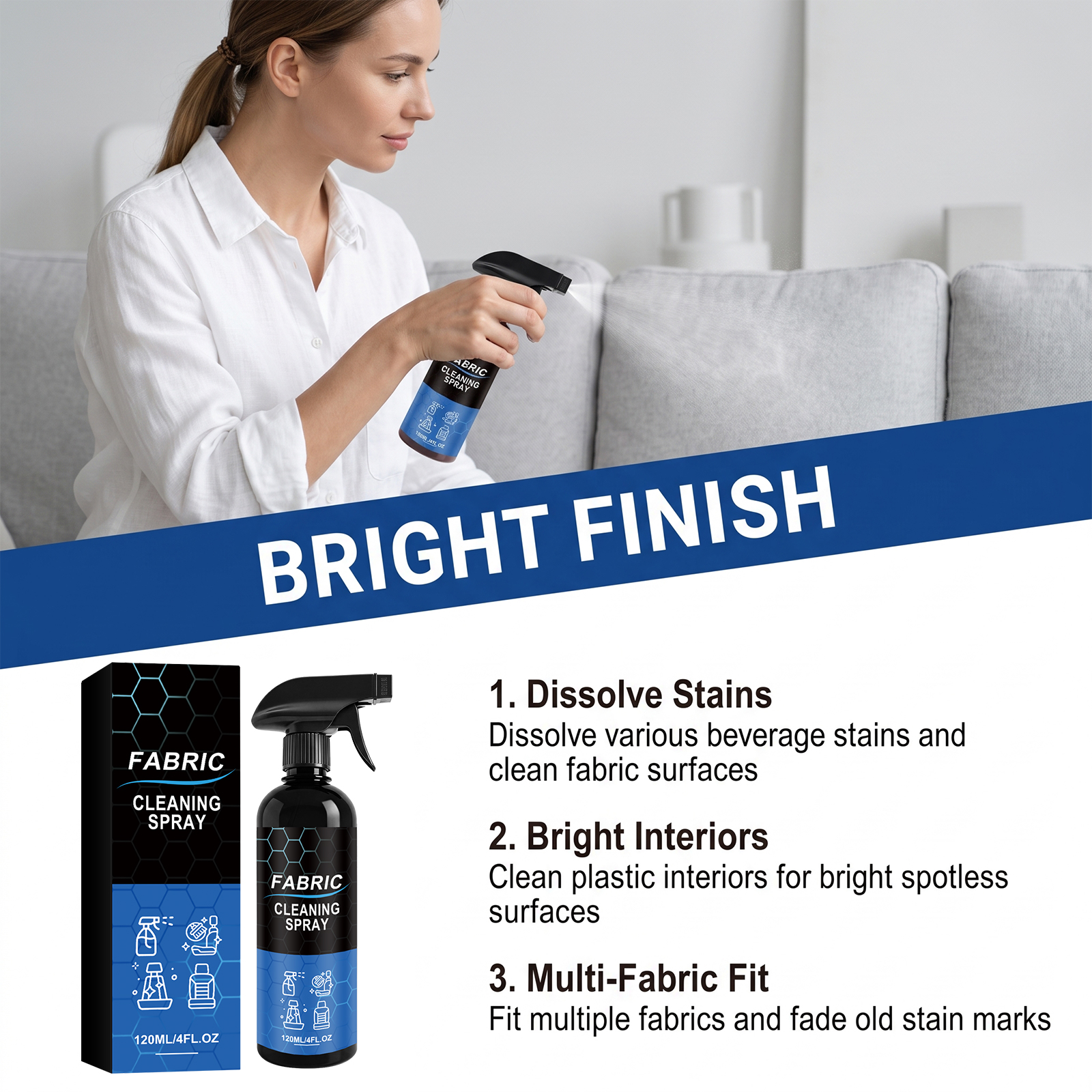 Interior And Plastic Cleaner Gentle Daily Cleansing For Auto Seats Sofas Multiple Materials