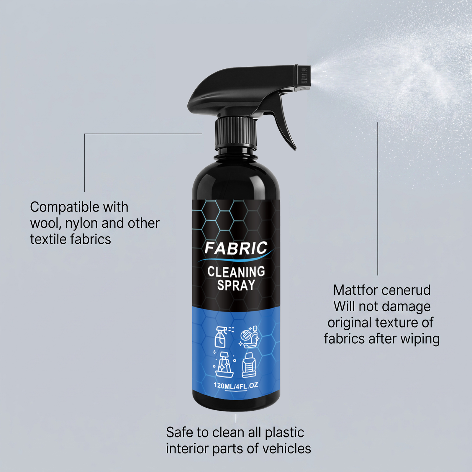 Interior And Plastic Cleaner Gentle Daily Cleansing For Auto Seats Sofas Multiple Materials