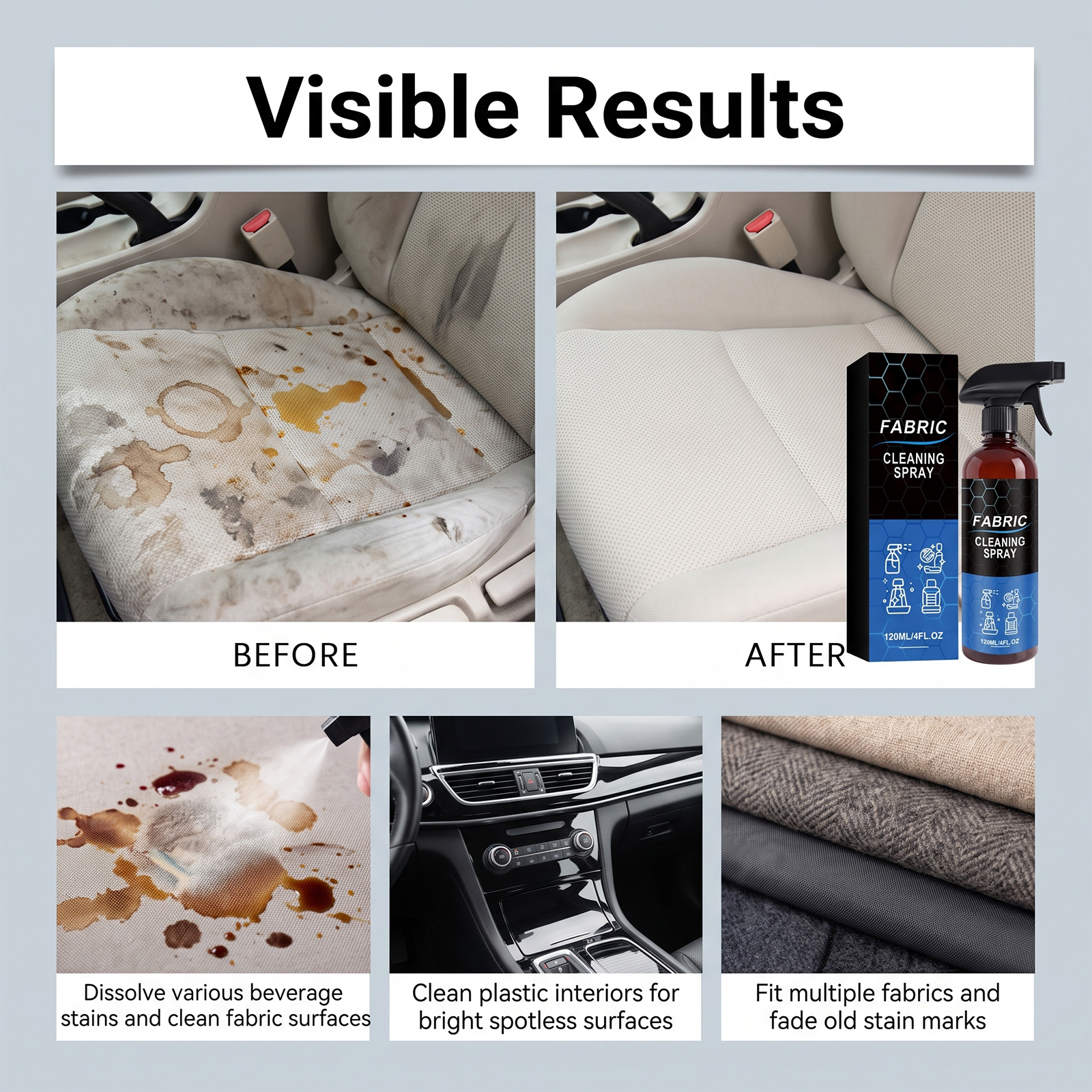 Interior And Plastic Cleaner Gentle Daily Cleansing For Auto Seats Sofas Multiple Materials