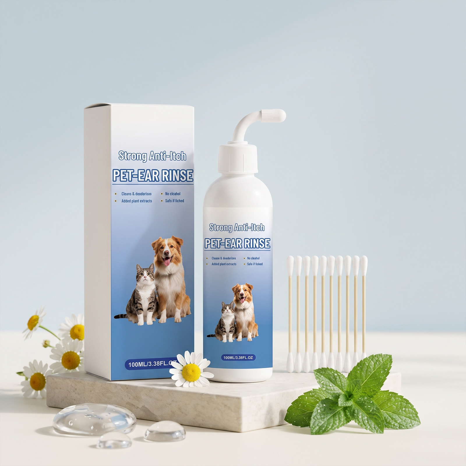 Pet Ear Cleansing Liquid Gentle Cleans Ear Canal Refreshing Comfort Daily Care For Cats And Dogs
