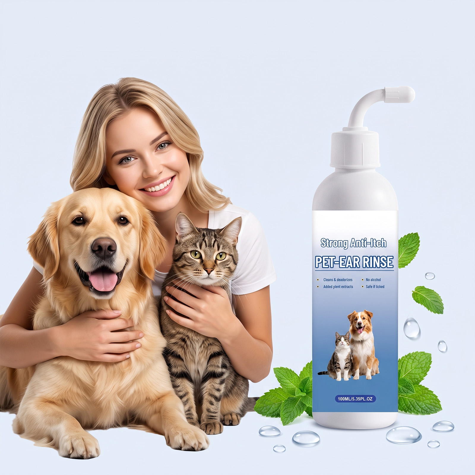 Pet Ear Cleansing Liquid Gentle Cleans Ear Canal Refreshing Comfort Daily Care For Cats And Dogs