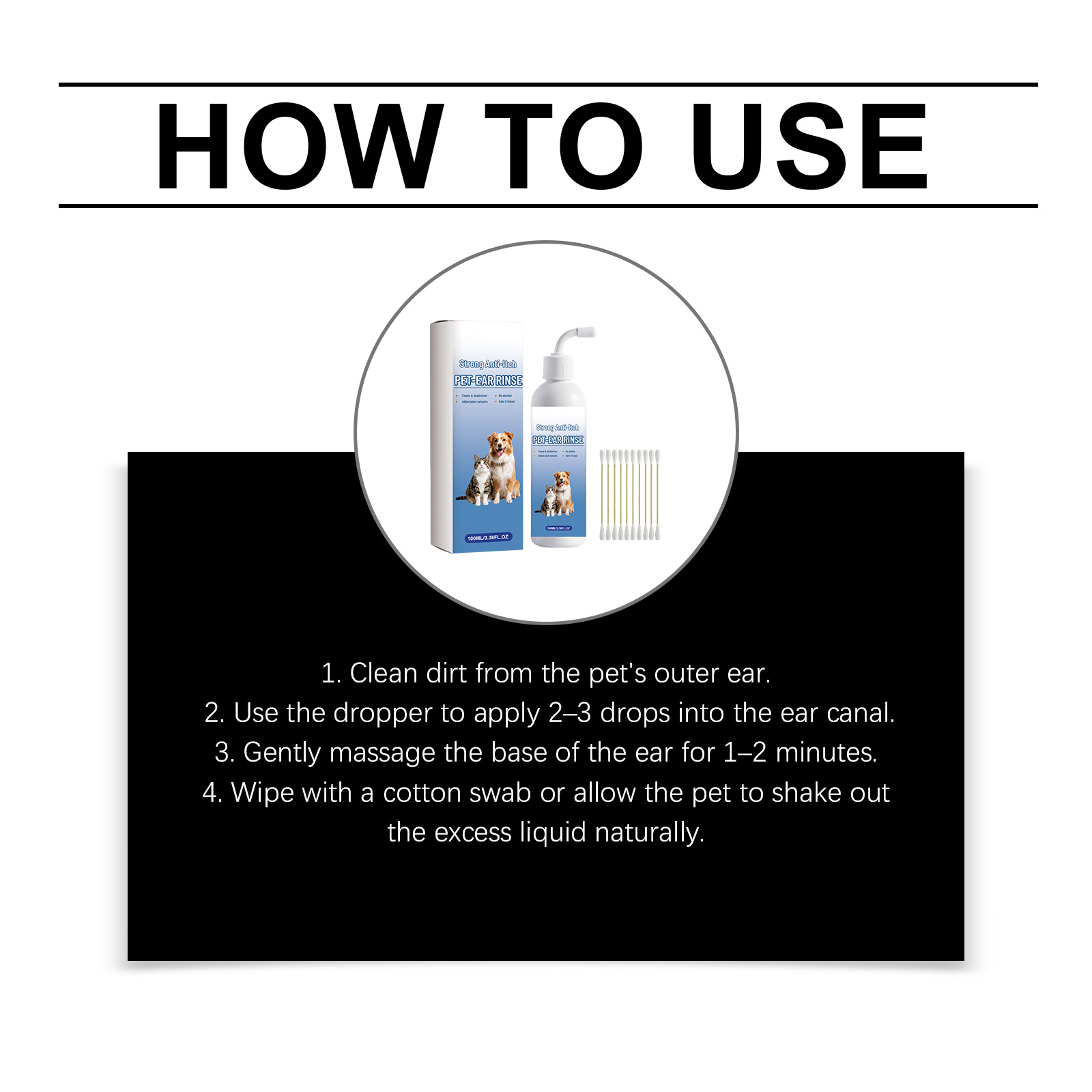 Pet Ear Cleansing Liquid Gentle Cleans Ear Canal Refreshing Comfort Daily Care For Cats And Dogs