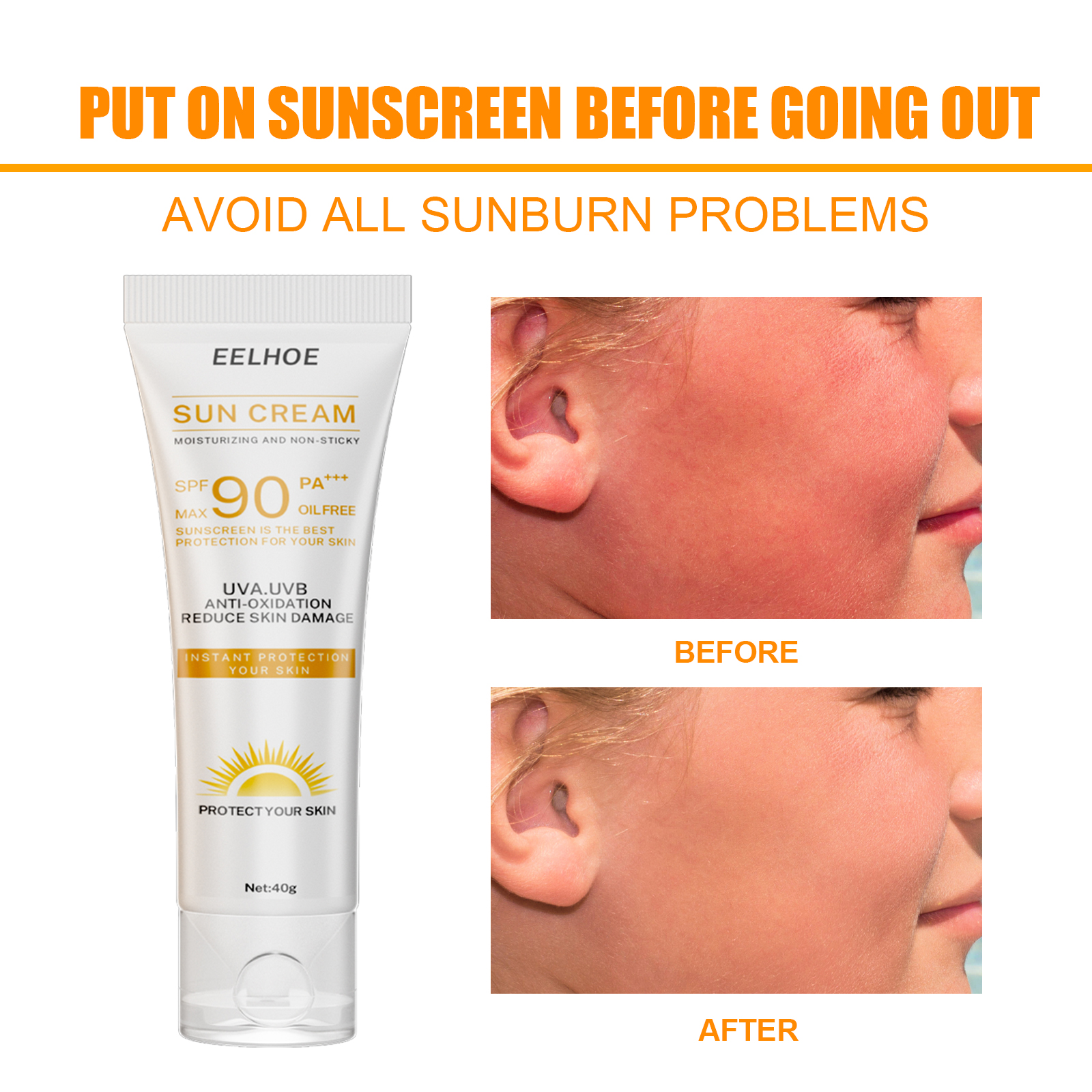 Protective Sunscreen Shield Cream For Face And Body Lightweight Non Greasy Daily UV Defense Moisturizing Care