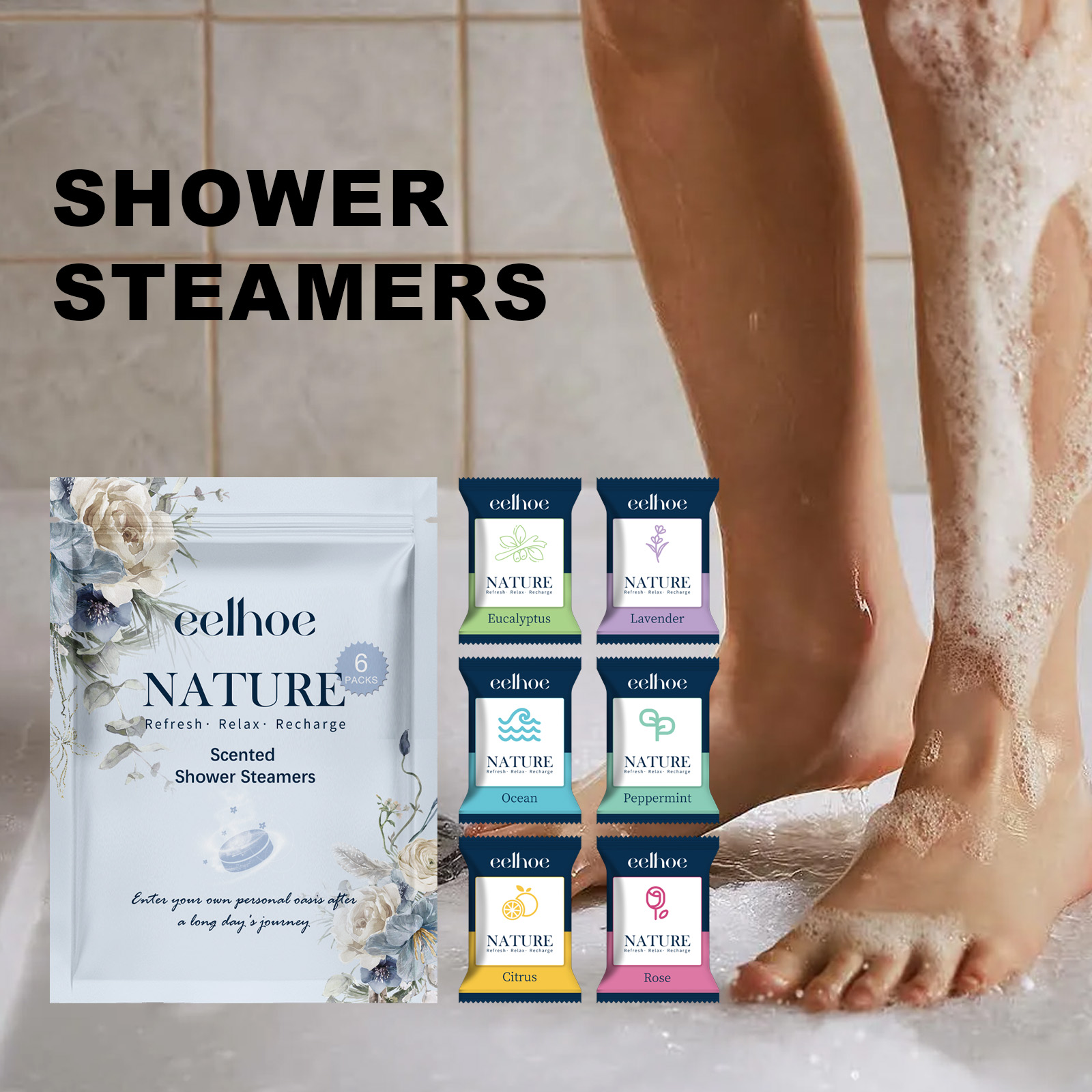 Shower Steamers Set Deep Cleansing Moisturizing Aromatherapy With Six Relaxing Scents For Bathroom Spa Experience 6 Pack