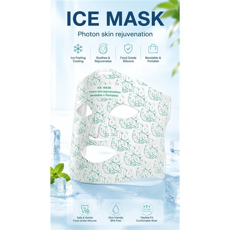 2 in 1 LED Face Mask 850nm Near-Infrared Red Light Facial Mask with Cooling Gel Pack for Skin Rejuvenation and Reduce Puffiness Womens Gifts