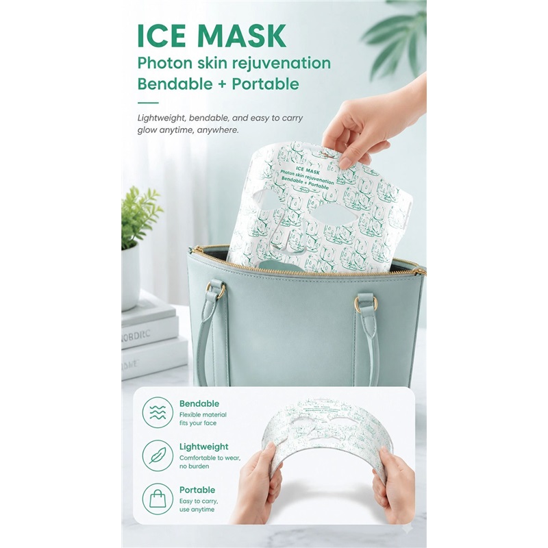 2 in 1 LED Face Mask 850nm Near-Infrared Red Light Facial Mask with Cooling Gel Pack for Skin Rejuvenation and Reduce Puffiness Womens Gifts