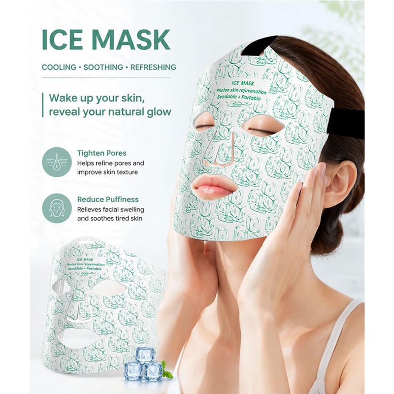 2 in 1 LED Face Mask 850nm Near-Infrared Red Light Facial Mask with Cooling Gel Pack for Skin Rejuvenation and Reduce Puffiness Womens Gifts