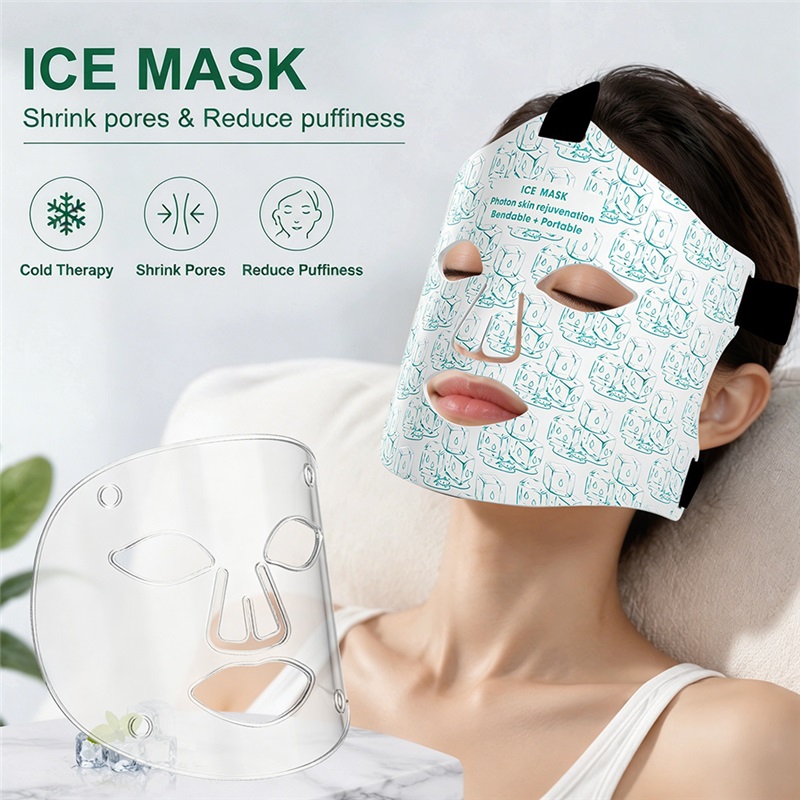 2 in 1 LED Face Mask 850nm Near-Infrared Red Light Facial Mask with Cooling Gel Pack for Skin Rejuvenation and Reduce Puffiness Womens Gifts