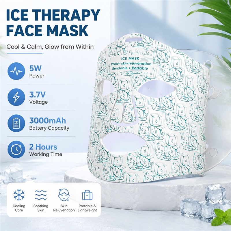 2 in 1 LED Face Mask 850nm Near-Infrared Red Light Facial Mask with Cooling Gel Pack for Skin Rejuvenation and Reduce Puffiness Womens Gifts