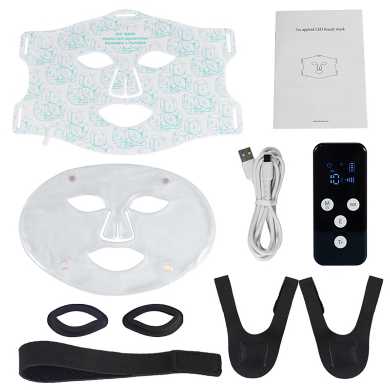2 in 1 LED Face Mask 850nm Near-Infrared Red Light Facial Mask with Cooling Gel Pack for Skin Rejuvenation and Reduce Puffiness Womens Gifts