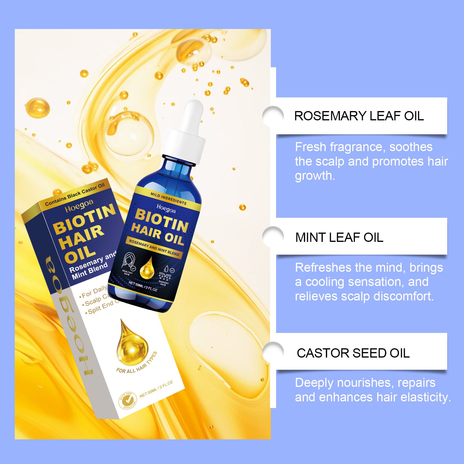 Rosemary Hair Oil Nourishing Moisturizing For Dry Frizzy Hair Strengthening And Daily Care